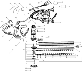 Default Diagram and Parts List for HT160-AR Type 1 Black and Decker Trimmer
